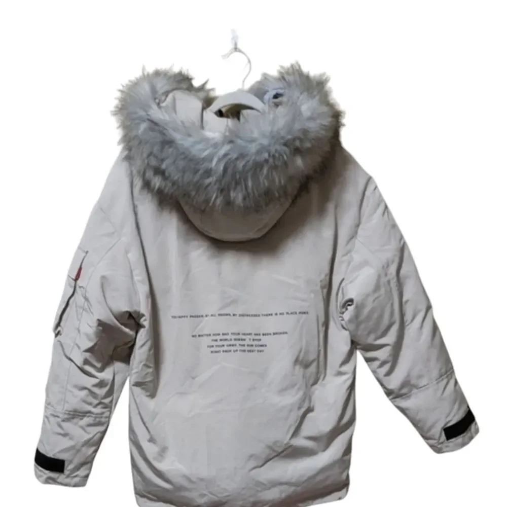 Aelfric Eden solid color plush hooded winter coat parka multi pockets S
